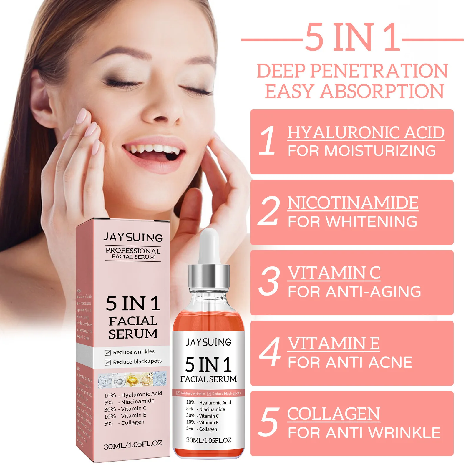5 In 1 Moisturizing Facial Ser - đánh giá và giá Vitamin C Serum