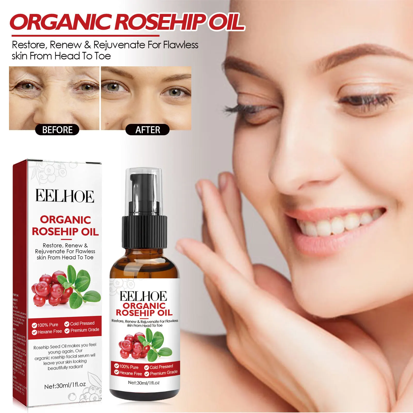 30ml Rosehip Oil Facial Serum  - đánh giá và giá Face Oil Rosehip