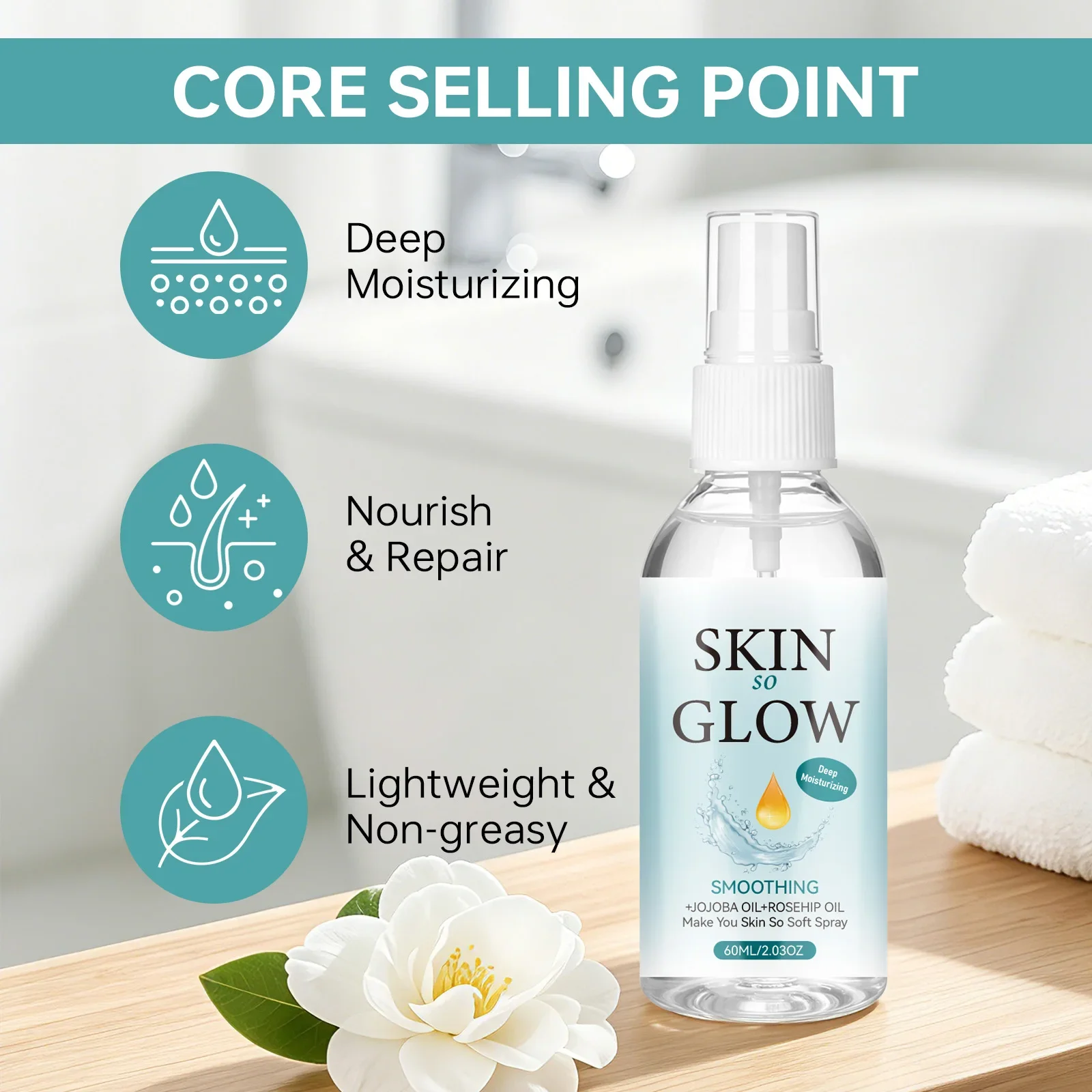 Glow Body Oil Spray 60ml with  - đánh giá và giá Face Oil Rosehip